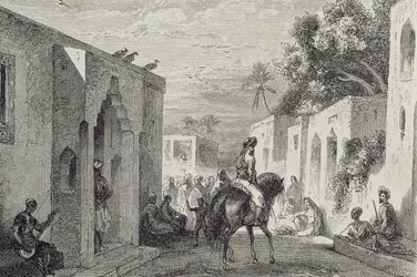 Street in a Zanzibar town, 1860s